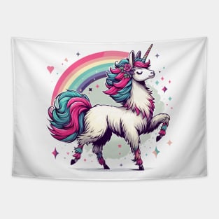 Kawaii rainbow llamacorn unicorn llama Tapestry