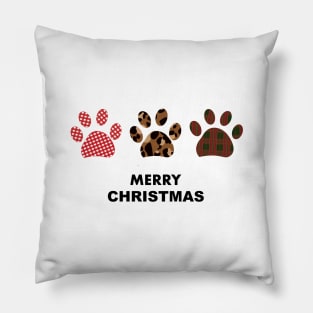 Leopard and plaid pattern paw print Pillow