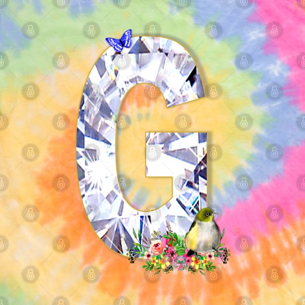 Name Initial Letter G and Silvereye Bird by KC Morcom aka KCM Gems n Bling aka KCM Inspirations