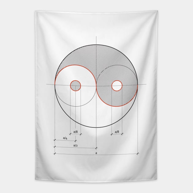 Yin Yang technical drawing Tapestry by kallyfactory