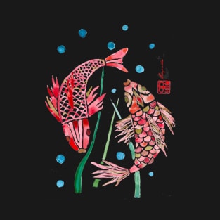 Pisces Koi carp two fishes aquarelle watercolor T-Shirt