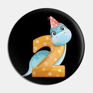 2nd Birthday Cute Little Dinosaur Pin