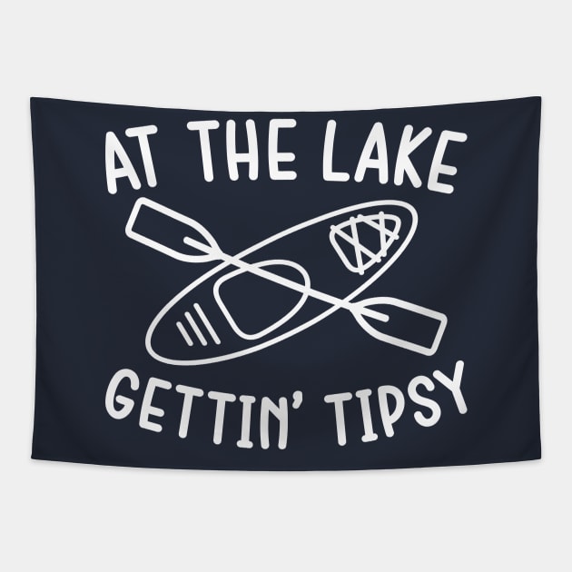 At The Lake Gettin' Tipsy Kayaking Camping Tapestry by GlimmerDesigns