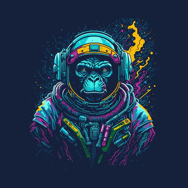 Vibrant Pop Art Space Monkey // Monkey Astronaut in Outer Space by SLAG_Creative