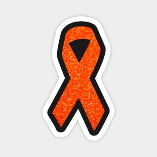 Orange Faux Glitter Awareness Ribbon Magnet