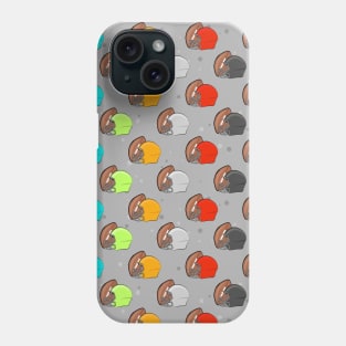 American Football - Colorful Helmets & Ball Pattern on Grey Background Phone Case