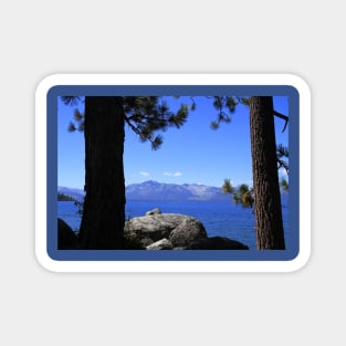 Lake Tahoe California with trees and blue water Magnet