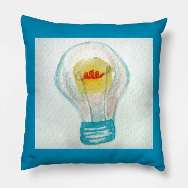 Watercolor Lightbulb! Pillow by San Mould Art