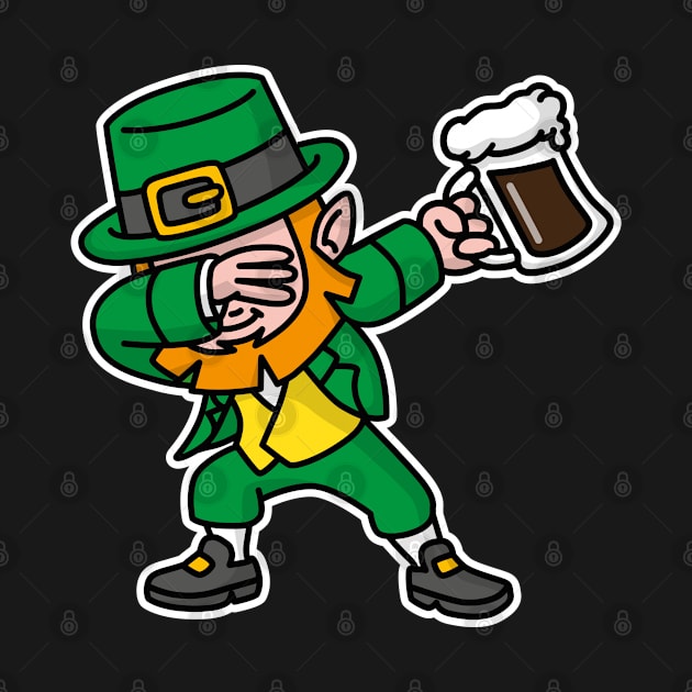 Dab dabbing leprechaun St. Patrick's day pint dark Irish beer by LaundryFactory