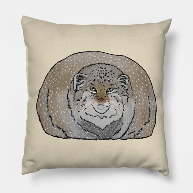 Round Pallas Cat Pillow by TrapperWeasel