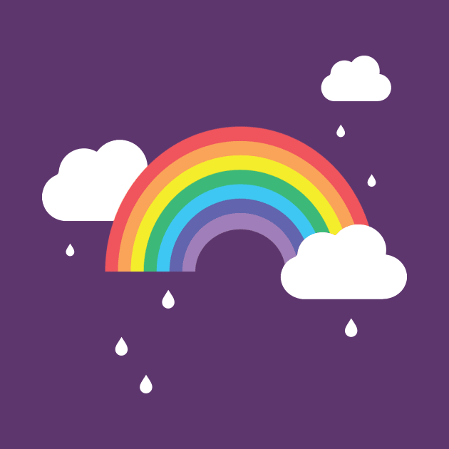 Cute and Happy Rainbow Pattern with Clouds and Droplets by magentasponge