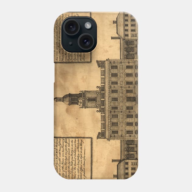Vintage Illustration of Independence Hall Phone Case by Bravuramedia