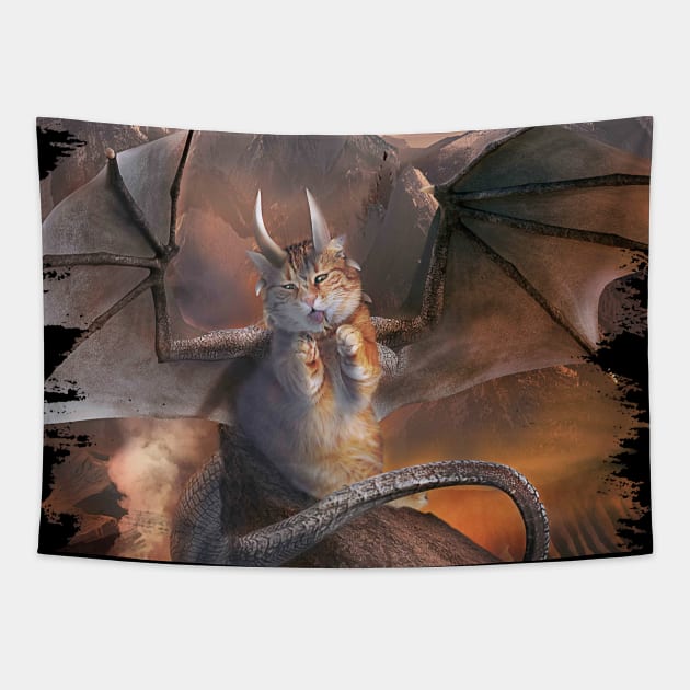 Evil Dragon Kitty Cat Tapestry by Random Galaxy