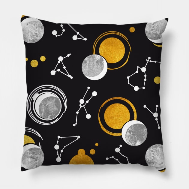 Great Total Solar Eclipse II // grey moons Pillow by SelmaCardoso