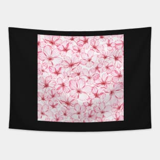 Cherry blossom flowers. Blooming Sakura. Romantic translucent watercolor flowers print Tapestry