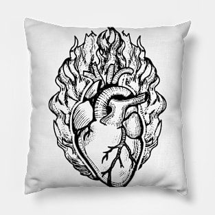 burning heart Anatomical heart t-shirt Pillow