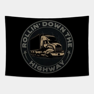 Rollin' Down The Highway Trucker Big Truck Tapestry