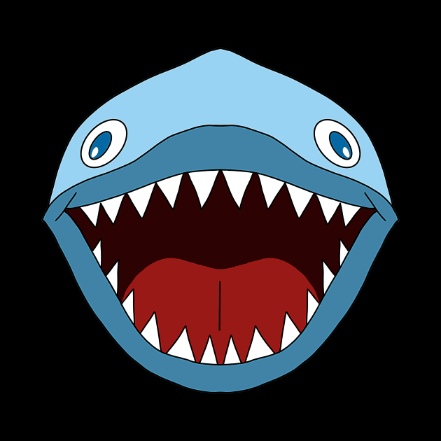 Cartoon Blue Shark Jaw with Sharp Teeth by galaxieartshop