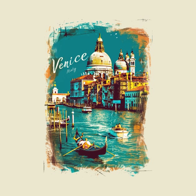 Venice Retro Italy poster by GreenMary Design