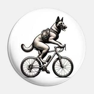 Belgian Malinois Dog Riding A Bike Pin