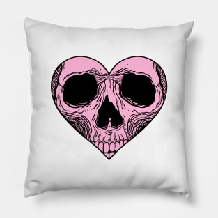 Pink Heart Skull Pillow