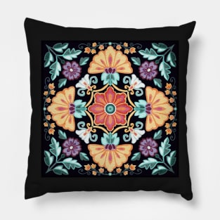 Garden Mandala - midnight Pillow