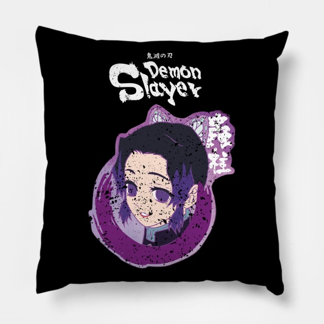 DEMON SLAYER: INSECT PILLAR SHINOBU KOCHO (GRUNGE STYLE) Pillow by FunGangStore