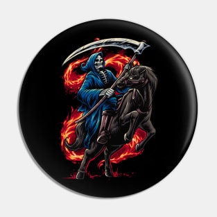 grim reaper riding horse illustration Pin