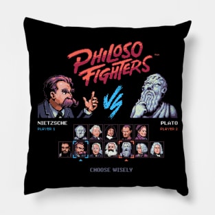 Philoso Fighters Funny Retro Arcade Game Characters Pillow