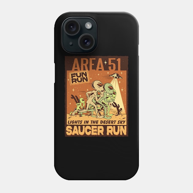 Funny Area 51 Fun Run - Lights in the Desert Sky Saucer Run Phone Case by Graphic Duster