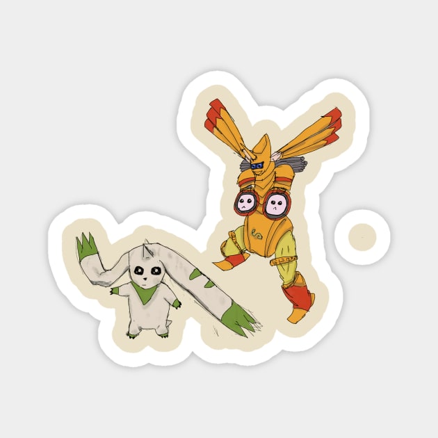 Terriermon and Rapidmon Magnet by mattmall