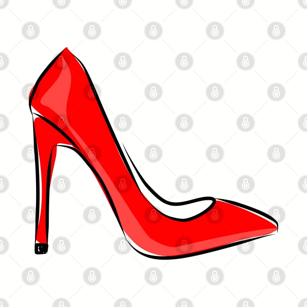 Bright red high-heeled shoe by aleksandrakrylova