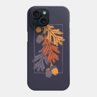 Autumn oak leaves and acorns pattern (dark bakground) Phone Case