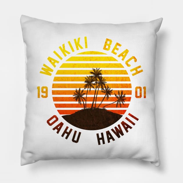 Waikiki Beach Pillow by mrspaceman