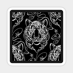 Continuous Line Tiger Portrait. 2022 New Year Symbol by Chinese Horoscope Magnet