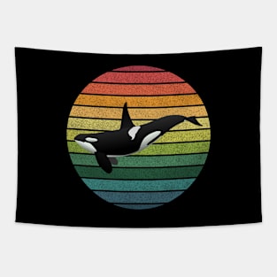 Orca Whale Retro Vintage Tapestry