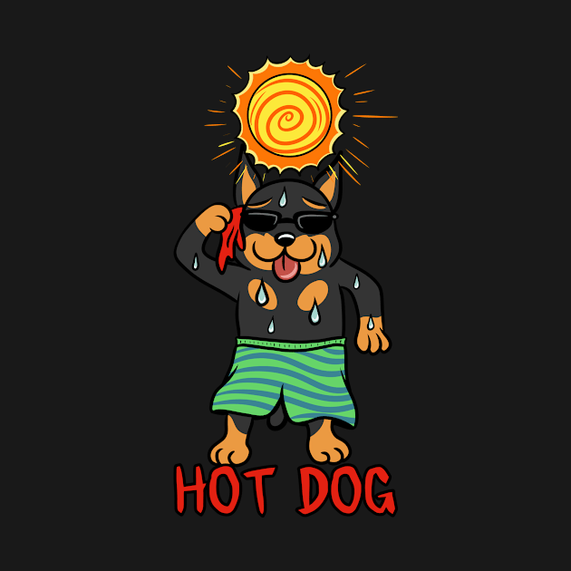 Miniature Pinscher Hot Dog by blacklines