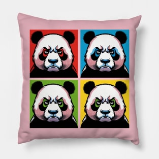 Pop Frowning Panda - Funny Panda Art Pillow