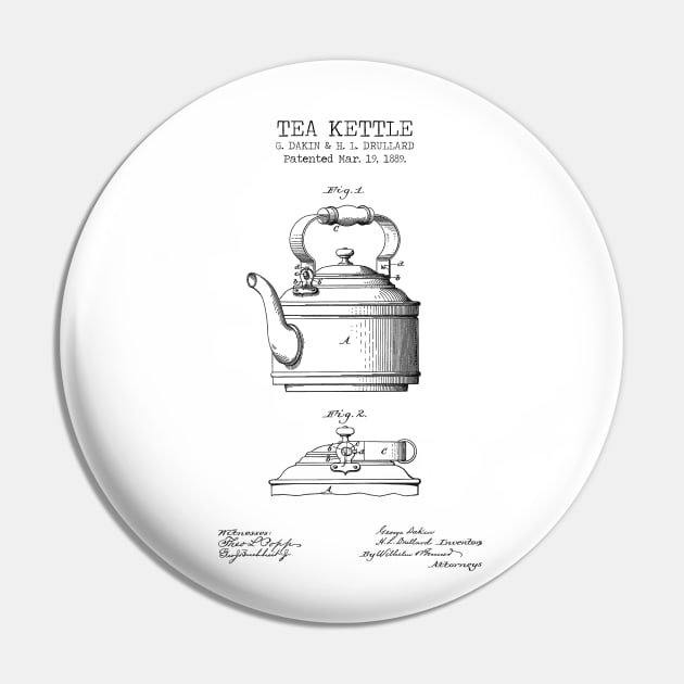 TEA KETTLE patent Pin by Dennson Creative