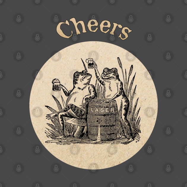 Cheers! Vintage Frogs Illustration by ArtShare