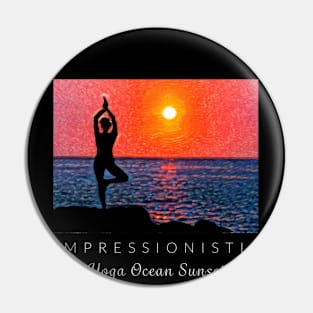 Yoga Ocean Sunset Impressionism Pin