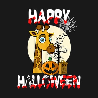 Happy Halloween Pumpkin Giraffe Witch Cute Hat T-Shirt