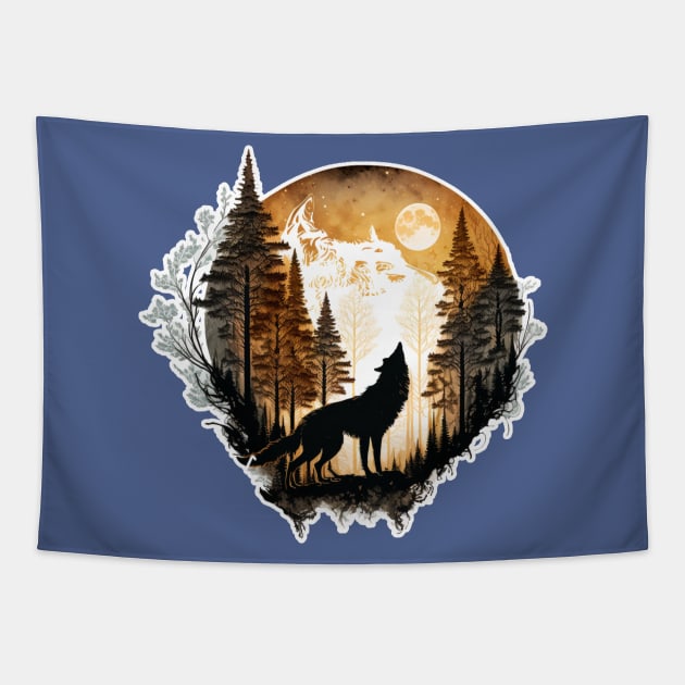 Howling Wolf Tapestry by Zoo state of mind