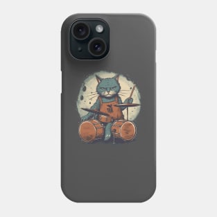 Vintage Rockin' Drummer Cat Phone Case