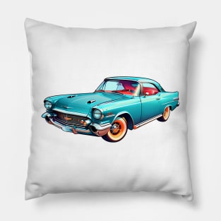 Colored Classic Car Design in Vibrant Vector Style Pillow