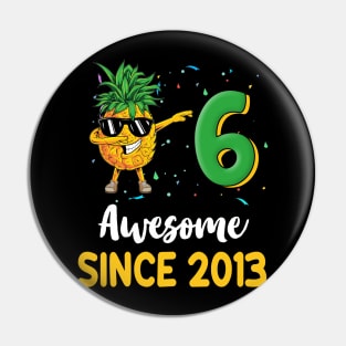 6th Birthday Pineapple Dabbing 6 Years Old Pin