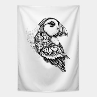 Puffin Wild Animal Nature Illustration Art Tattoo Tapestry