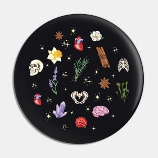 Anatomy and Flowers Pattern Transparent Pin