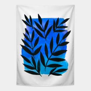 Black branches - blue background Tapestry