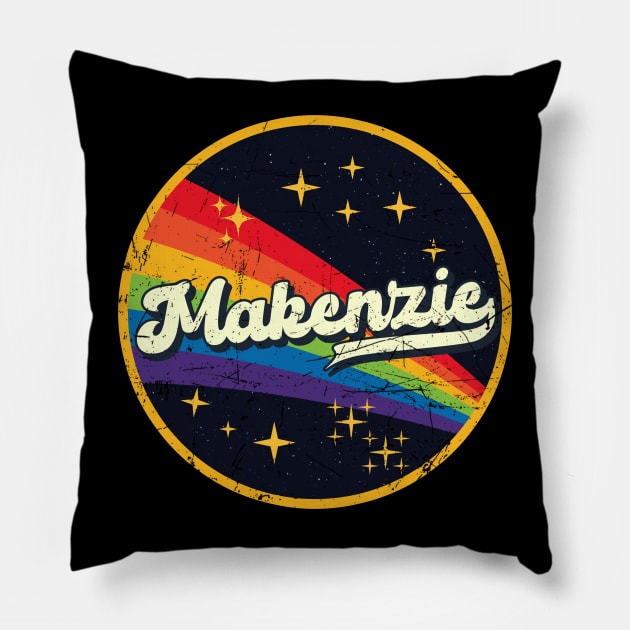 Makenzie // Rainbow In Space Vintage Grunge-Style Pillow by LMW Art